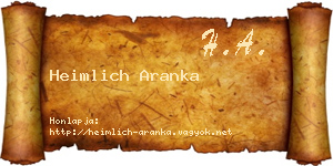 Heimlich Aranka névjegykártya